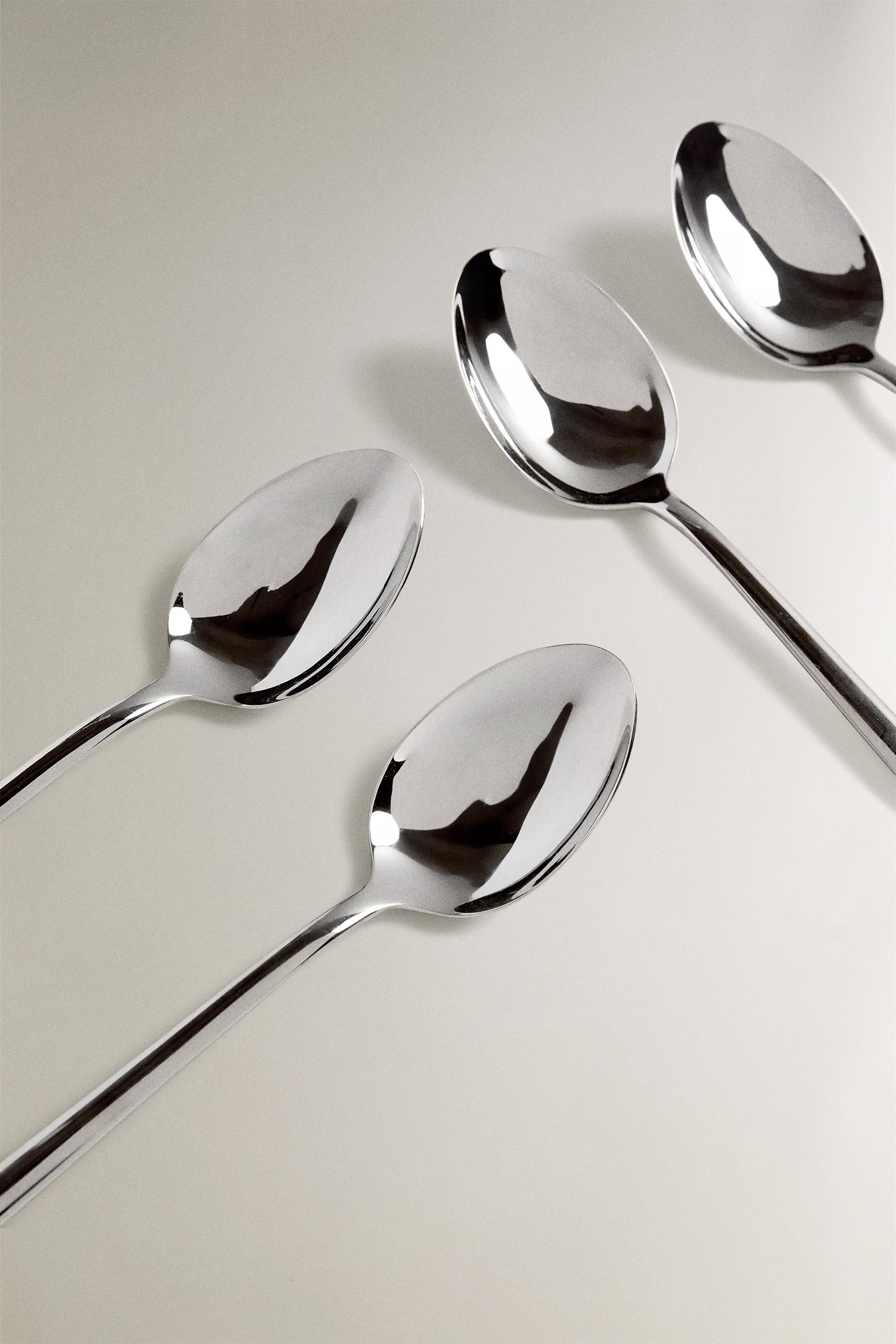 SET OF SHINY STEEL SPOONS (SET OF 4)
